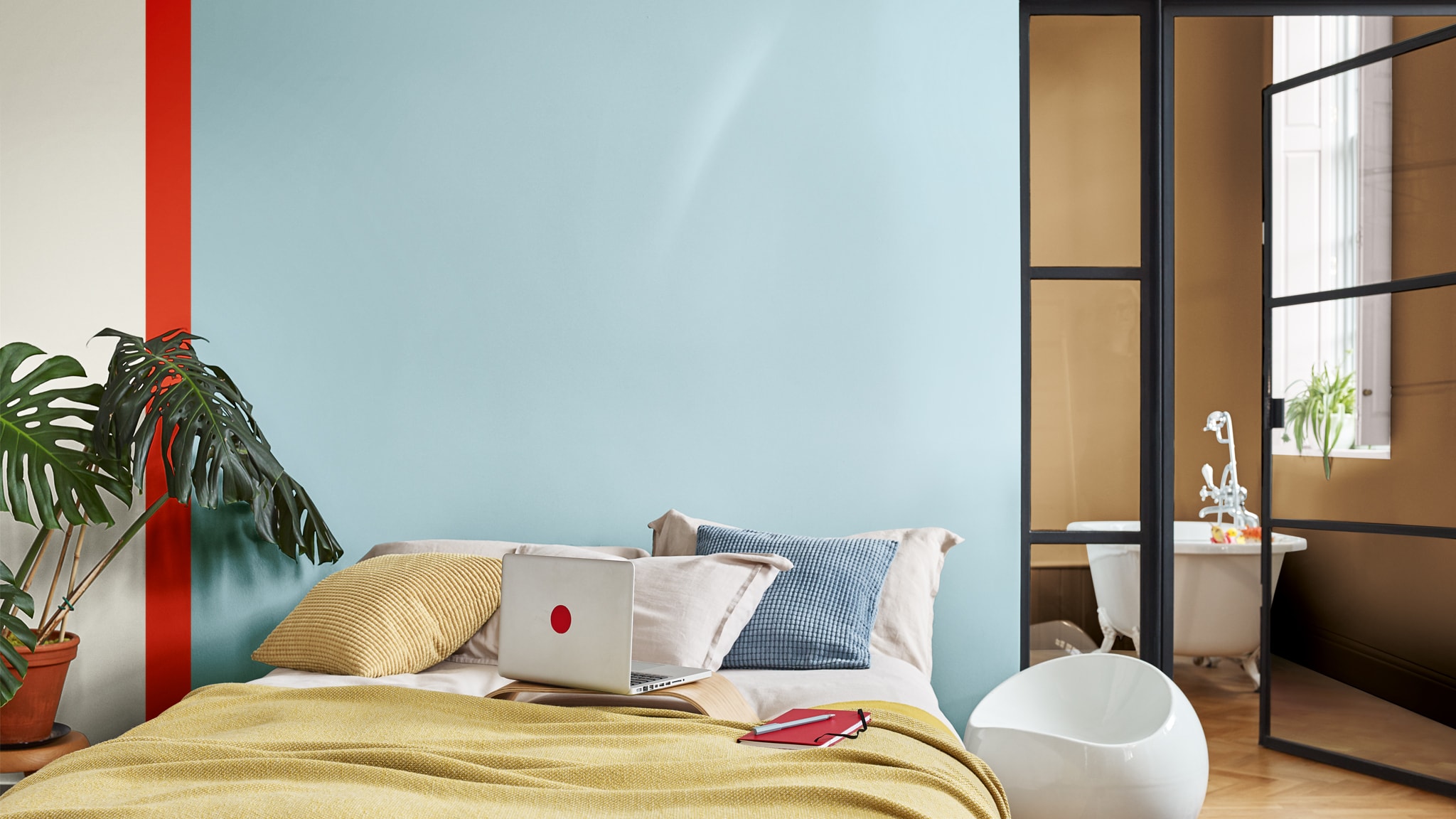 Palette for a vibrant bedroom Deco-Paints-Colour-Futures-Colour-of-the-Year-2019-A-place-to-act-Bedroom-Inspiration-14
