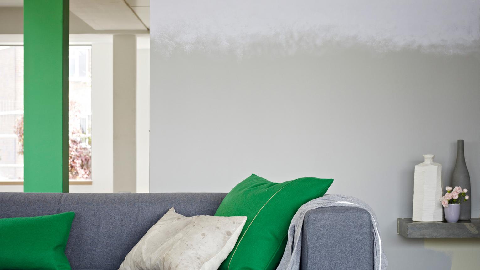 Ombre stripes make an original living room Interior and